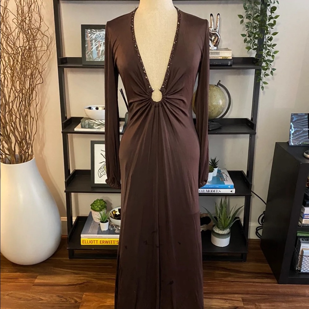 BCBG Deep V Gown